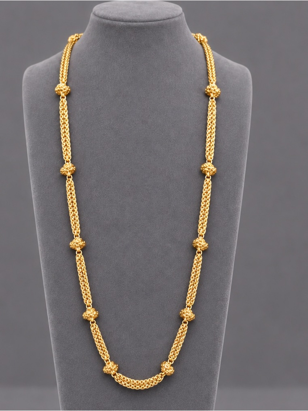 Premier Designs Knot It Goldtone Knotted Station Necklace EUC 38β #697